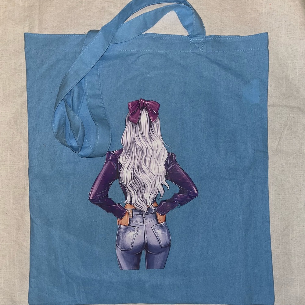 Baby blue, large, tote bag fabric cotton